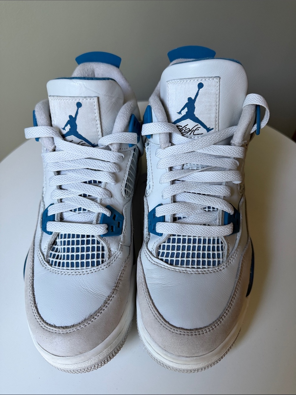 Nike Air Jordan 4 Retro Military Blue GS White Blue Sneakers Size6.5Y HF4281-141 - Picture 7 of 14